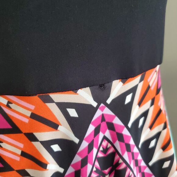 Eliza J Maxi Dress Women's Size 8 Sleeveless Scarf Geometric Print Flowy READ - Picture 8 of 15